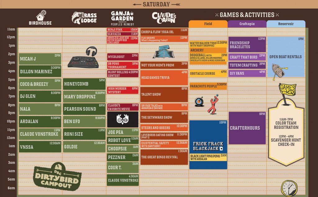 Dirtybird Campout 2022 Set Times