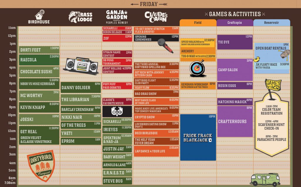 Dirtybird Campout 2022 Set Times