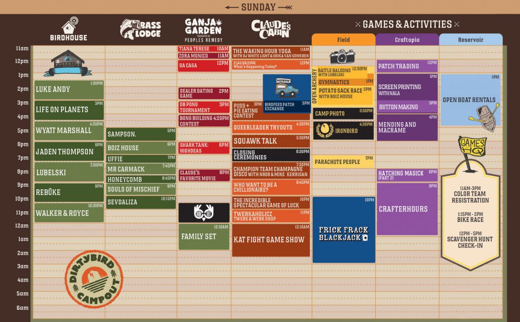 Dirtybird Campout 2022 Set Times