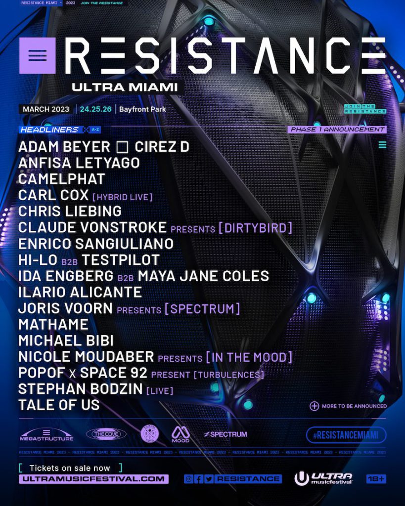 Ultra Music Festival 2023 RESISTANCE - Phase 1 Lineup