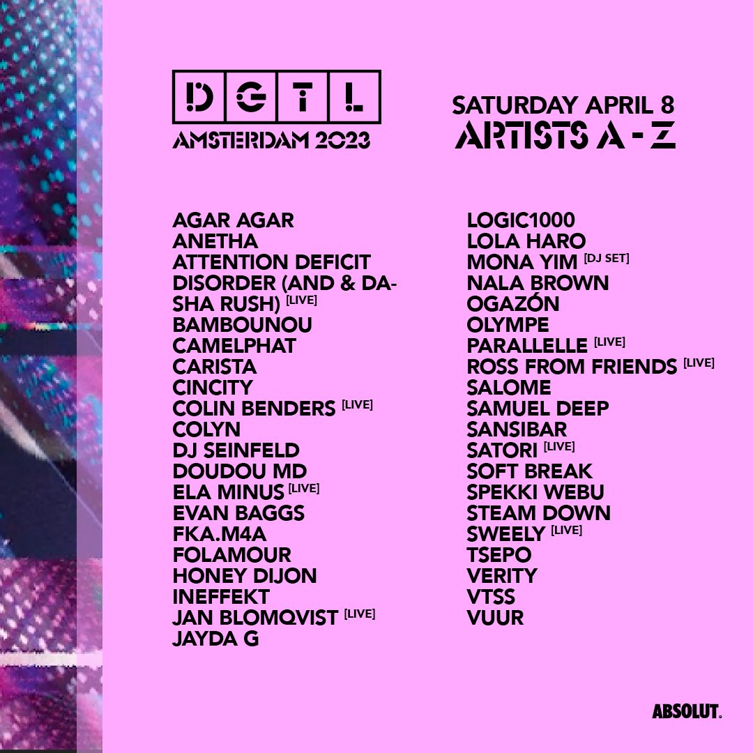 DGTL Amsterdam 2023 Saturday Lineup
