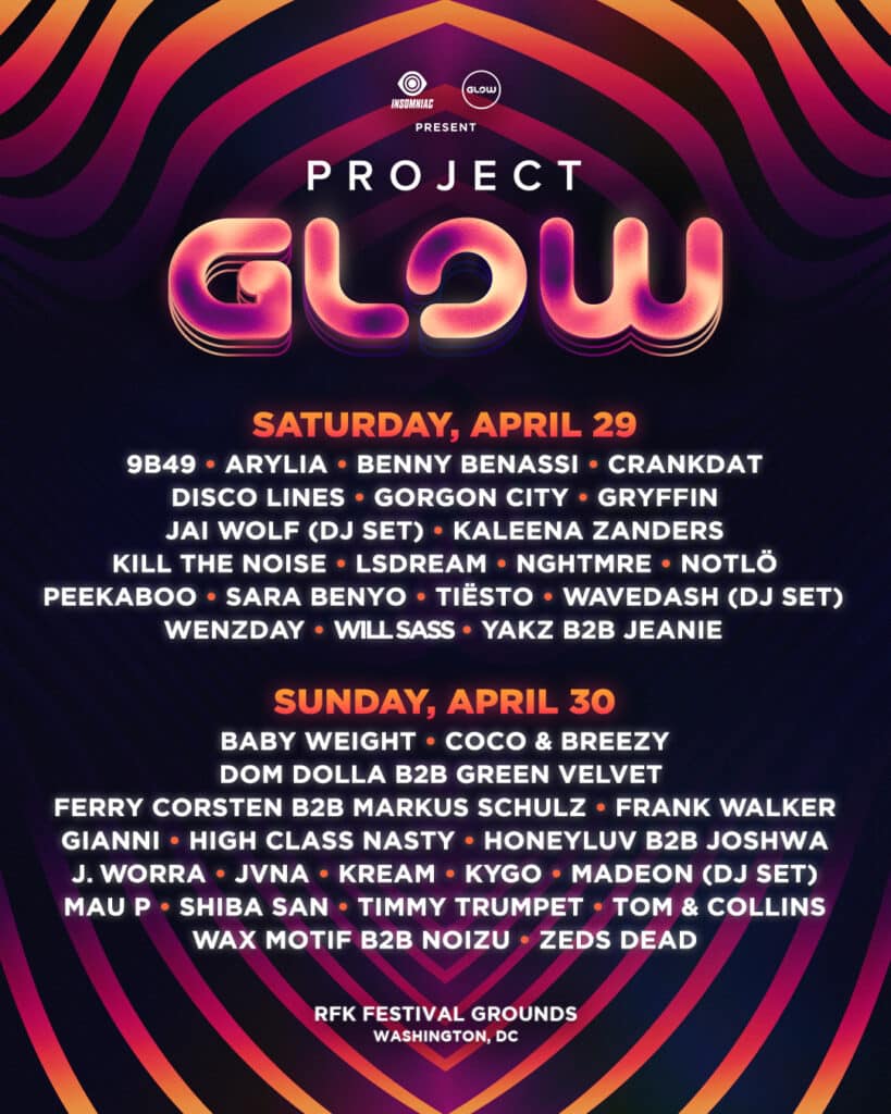 Project GLOW 2023 - Lineup By Day