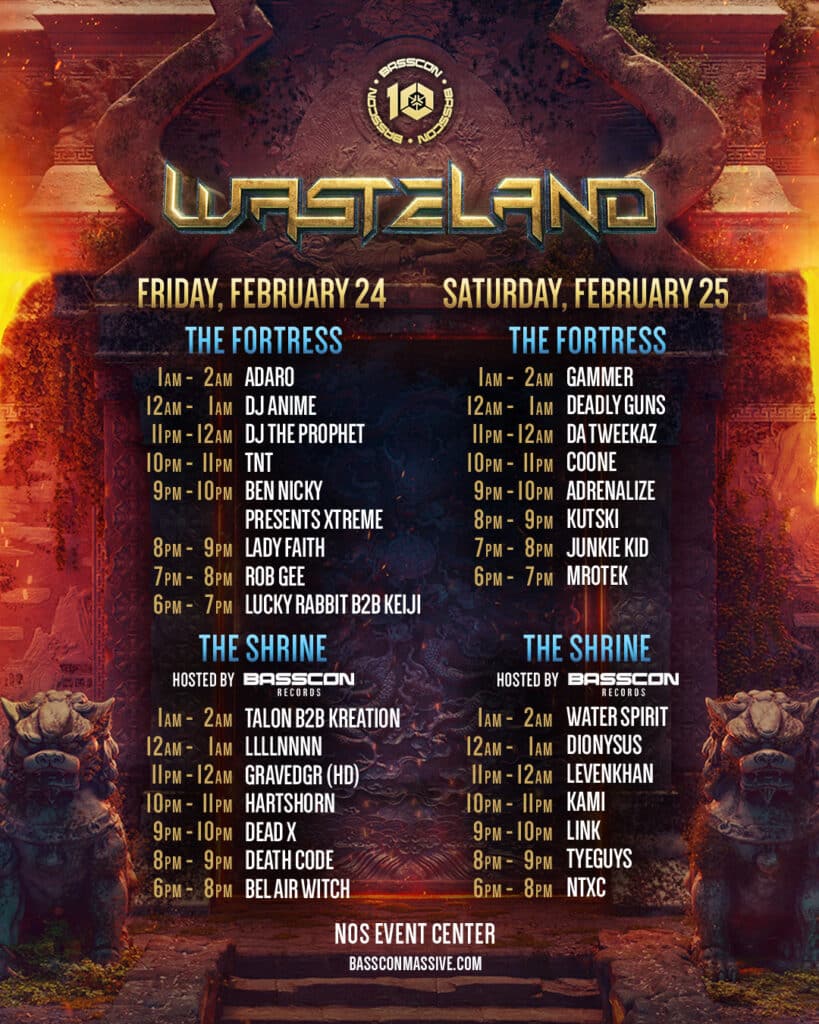 Basscon Wasteland 2023 - Set Times