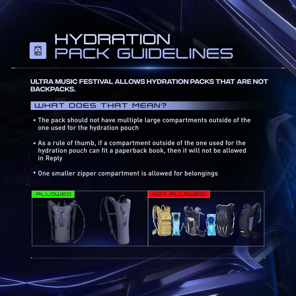 Ultra Music Festival 2023 Hydration Pack Policy