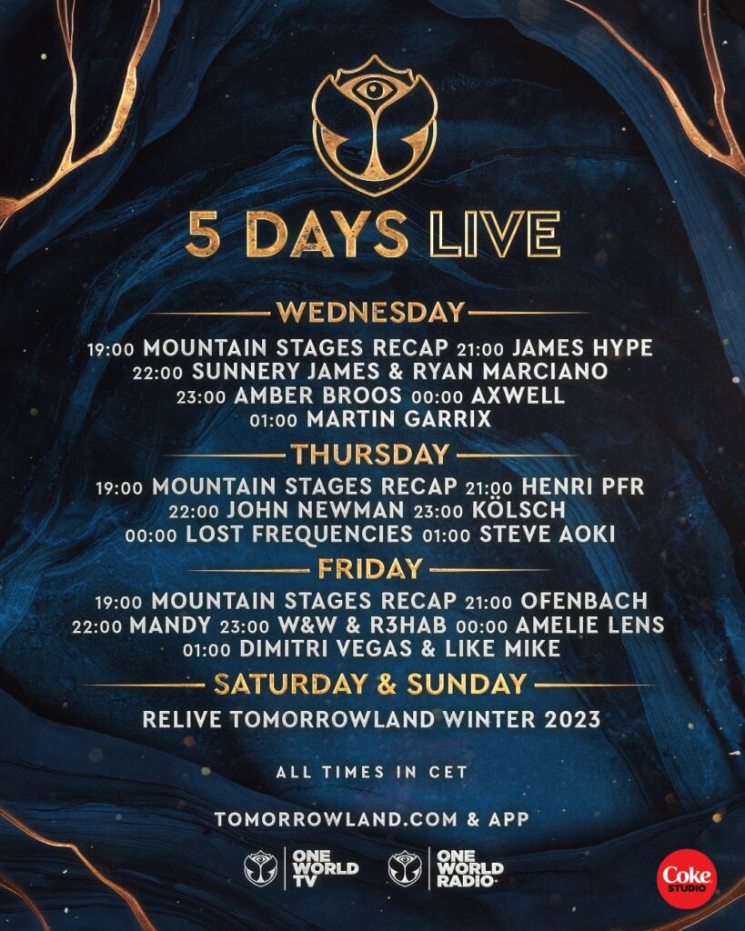 Tomorrowland Winter 2023 - Live Stream Schedule