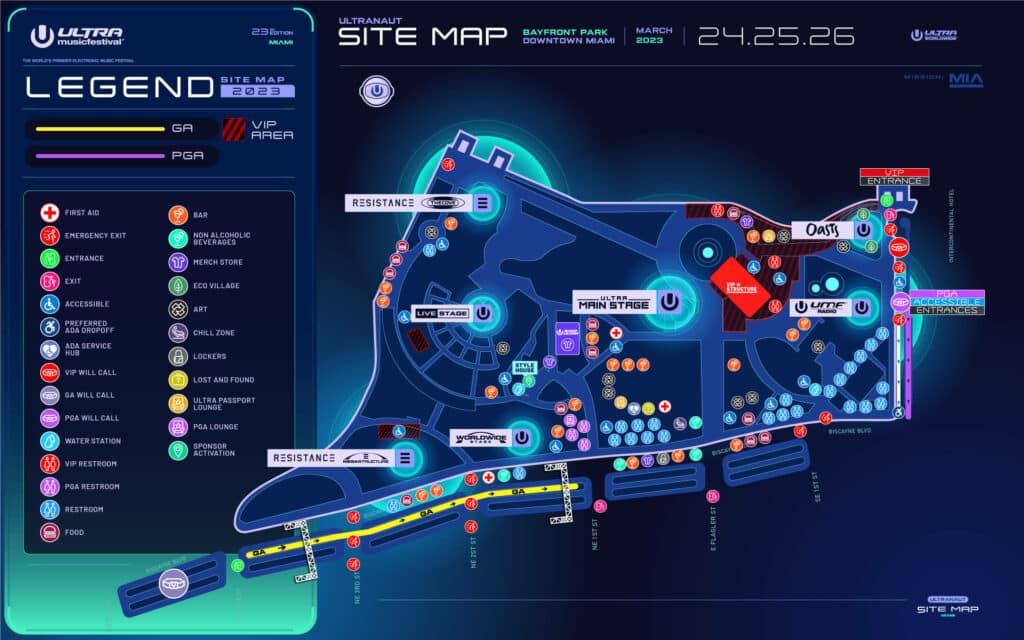 Ultra Music Festival 2023 - Festival Map