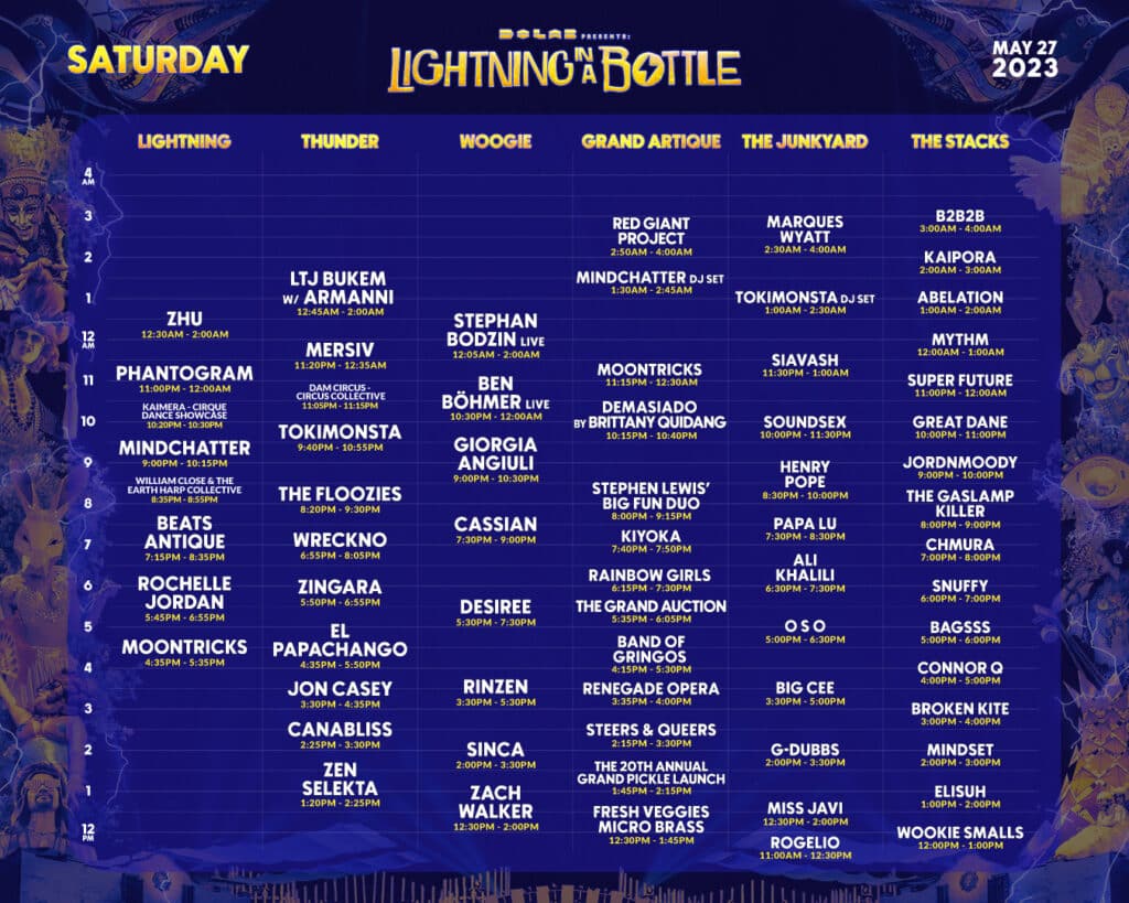 Lightning in a Bottle 2023 Set Times - Saturday