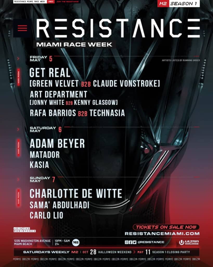 RESISTANCE Miami - F1 Race Week 2023 - Full Lineup