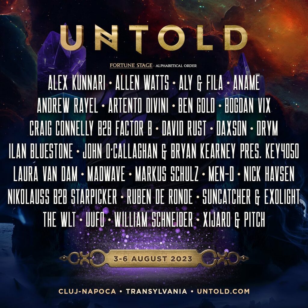 UNTOLD Festival 2023 Fortune Stage Lineup