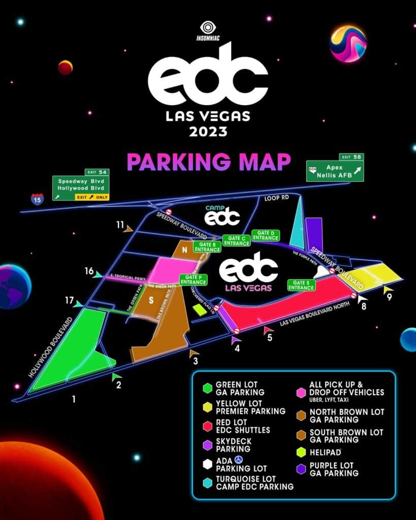EDC Las Vegas 2023 Parking Map