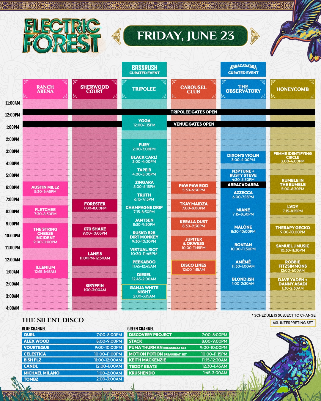 Electric Forest 2023 Set Times - Friday
