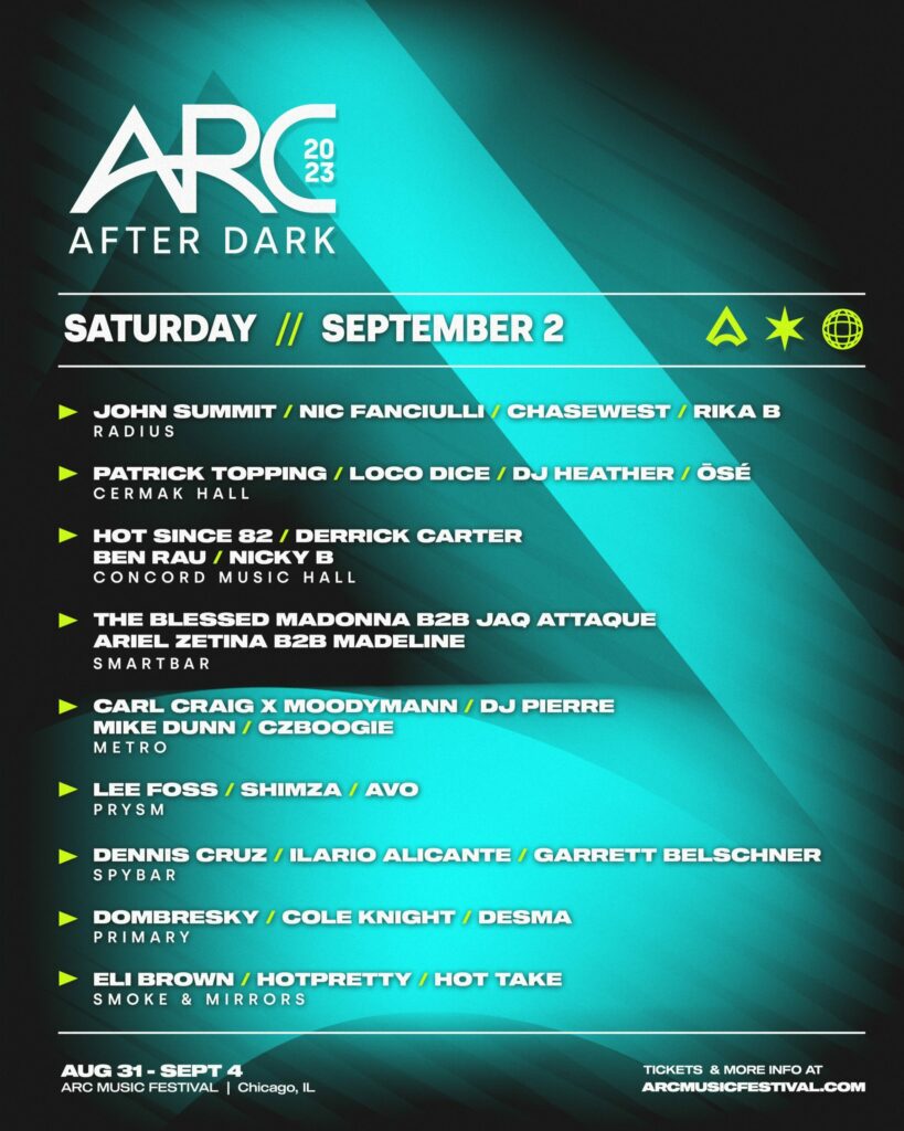 ARC After Dark lineup flyer Saturday 2023