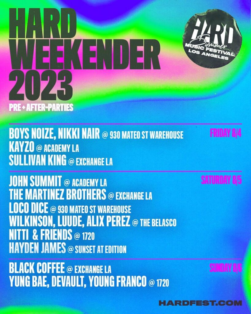 HARD Summer HARD Weekender 2023 - Lineup