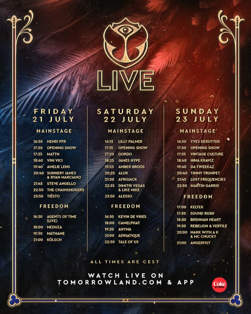 Tomorrowland 2023 Weekend 1 - Live Stream Schedule