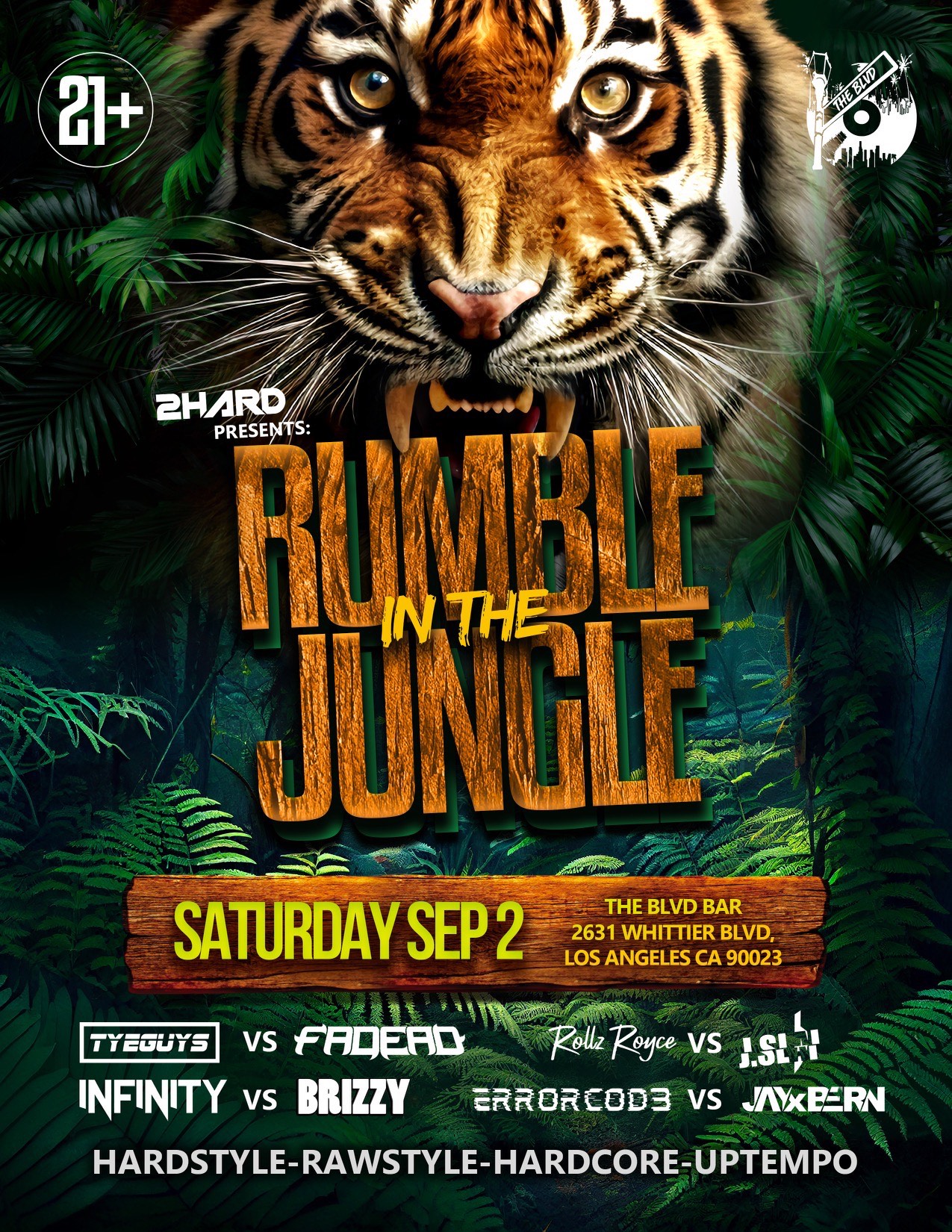 2HARD Rumble In The Jungle Lineup Flyer