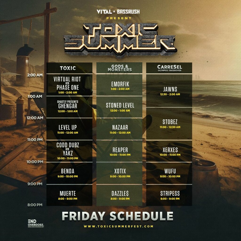 Toxic Summer 2023 - Set Times Friday