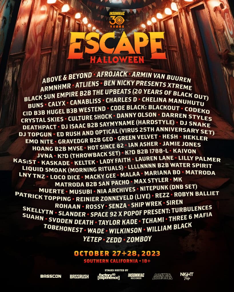 Escape Halloween Reveals Insane Lineup for 2023 Edition EDM Identity