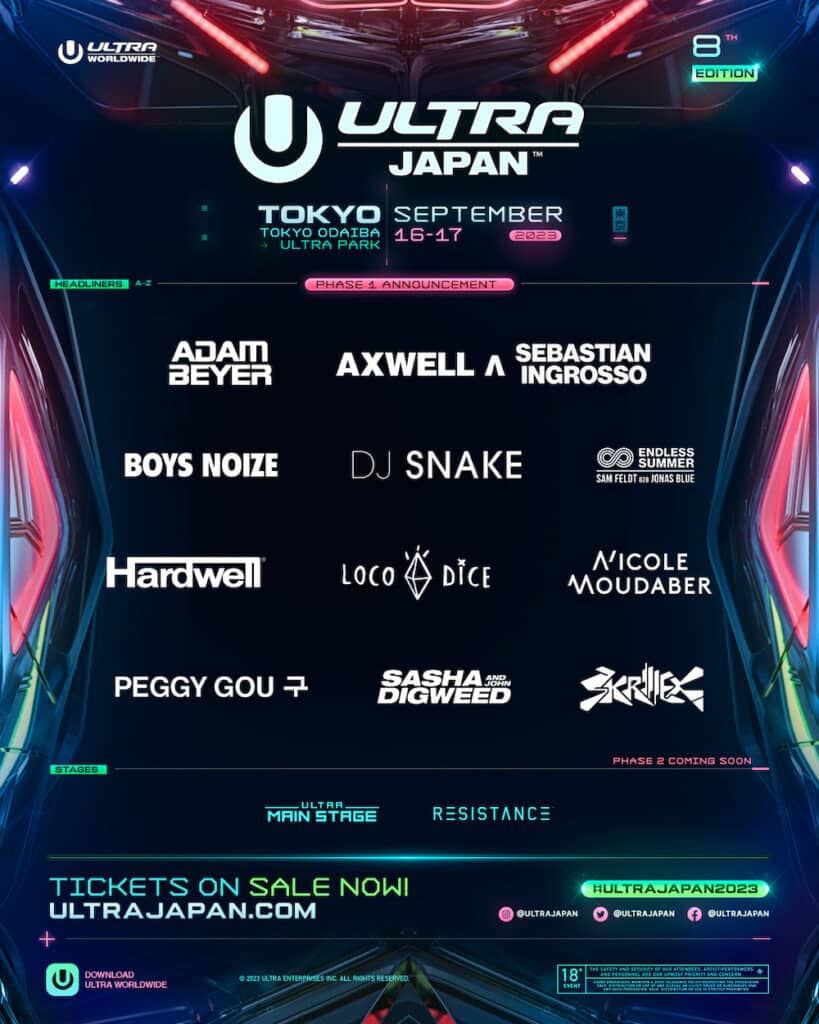 Ultra Japan 2023 - Phase 1 Lineup