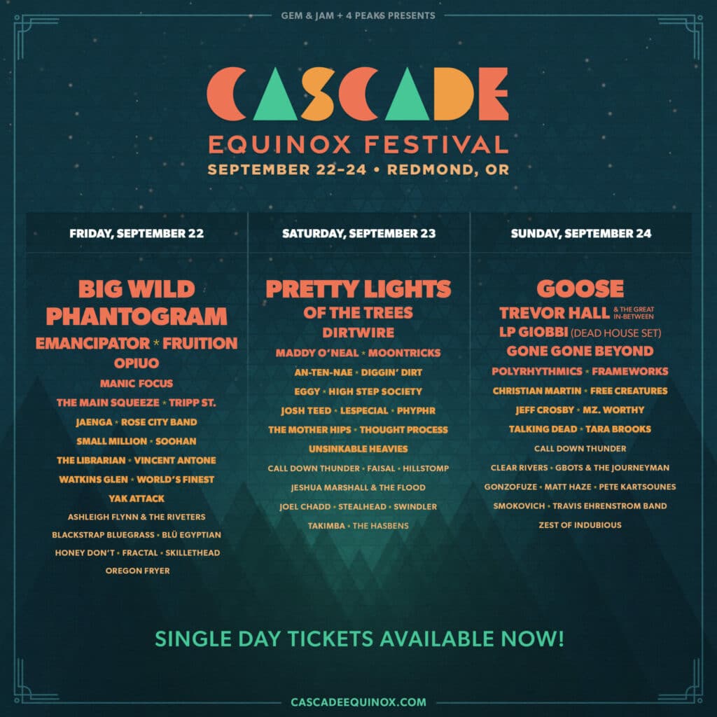 Cascade Equinox Festival 2023 - Daily Lineups
