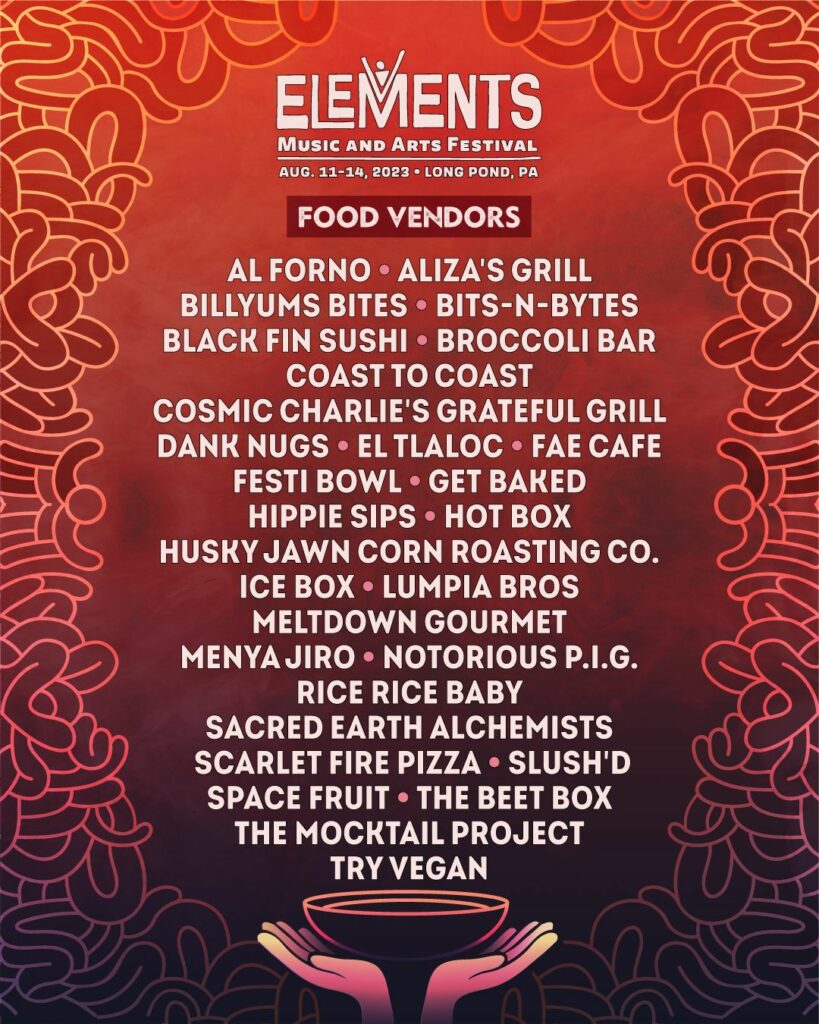 Elements 2023 - Food Vendors lineup
