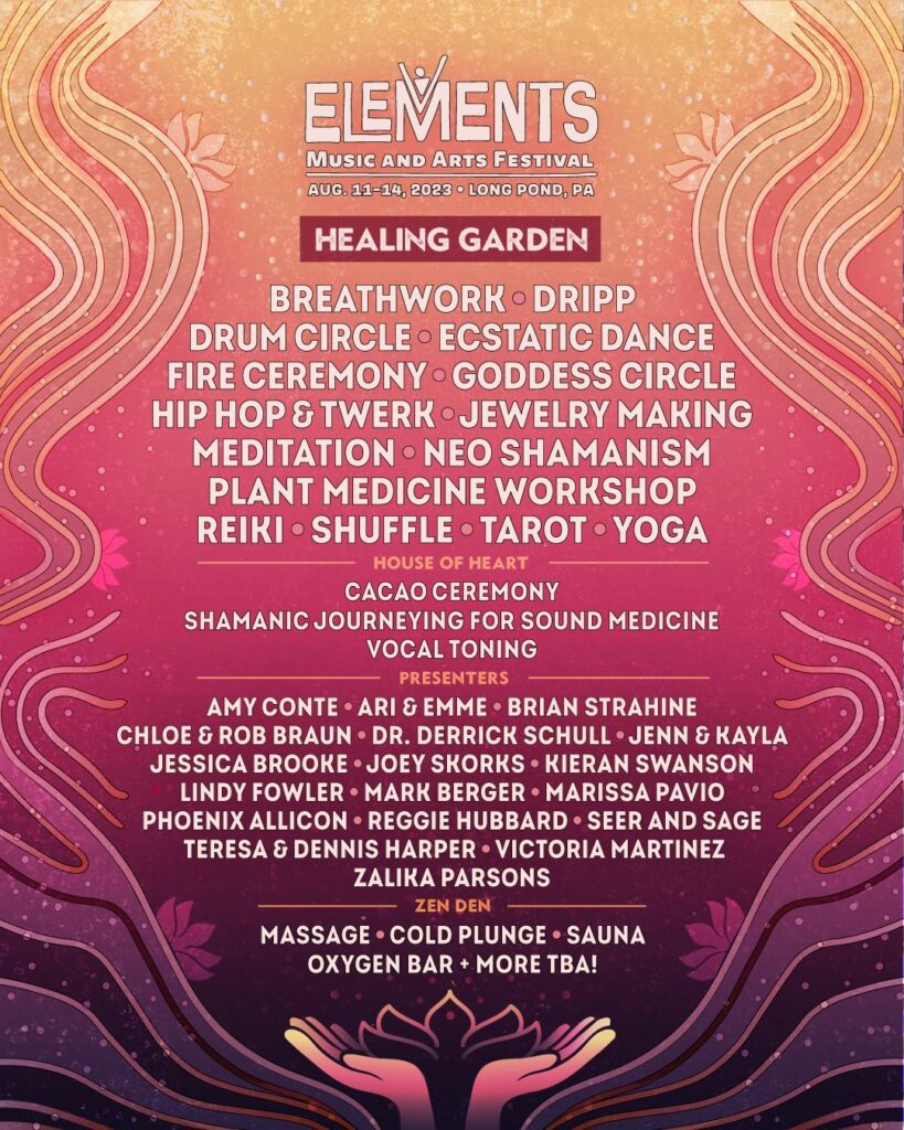 Elements 2023 - Healing Garden wellness lineup