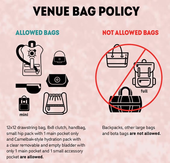 Elements - Venue Bag Policy graphic
