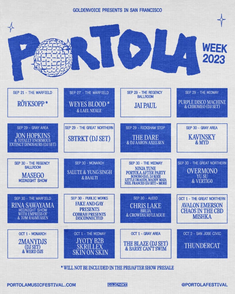 Portola Week 2023 - Lineup