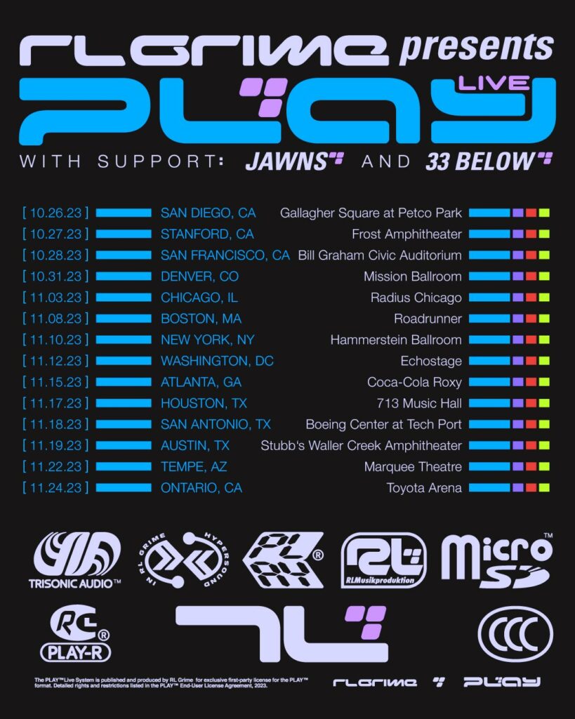 RL Grime Presents PLAY LIVE 2023 Tour - Dates & Venues