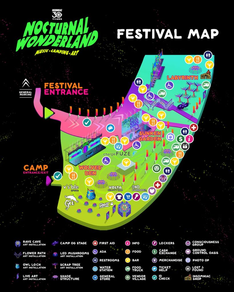 Nocturnal Wonderland 2023 - Festival Map