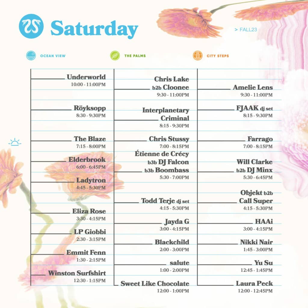 CRSSD Festival Fall 2023 - Set Times - Saturday