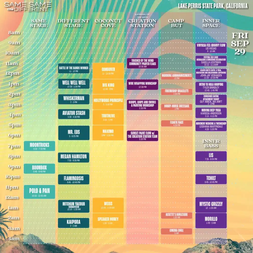Same Same But Different 2023 Friday Set Times