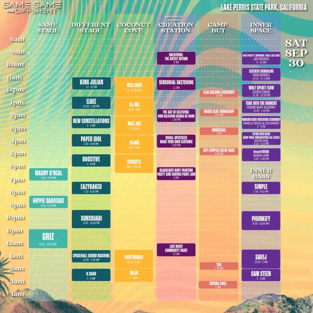 Same Same But Different 2023 Saturday Set Times