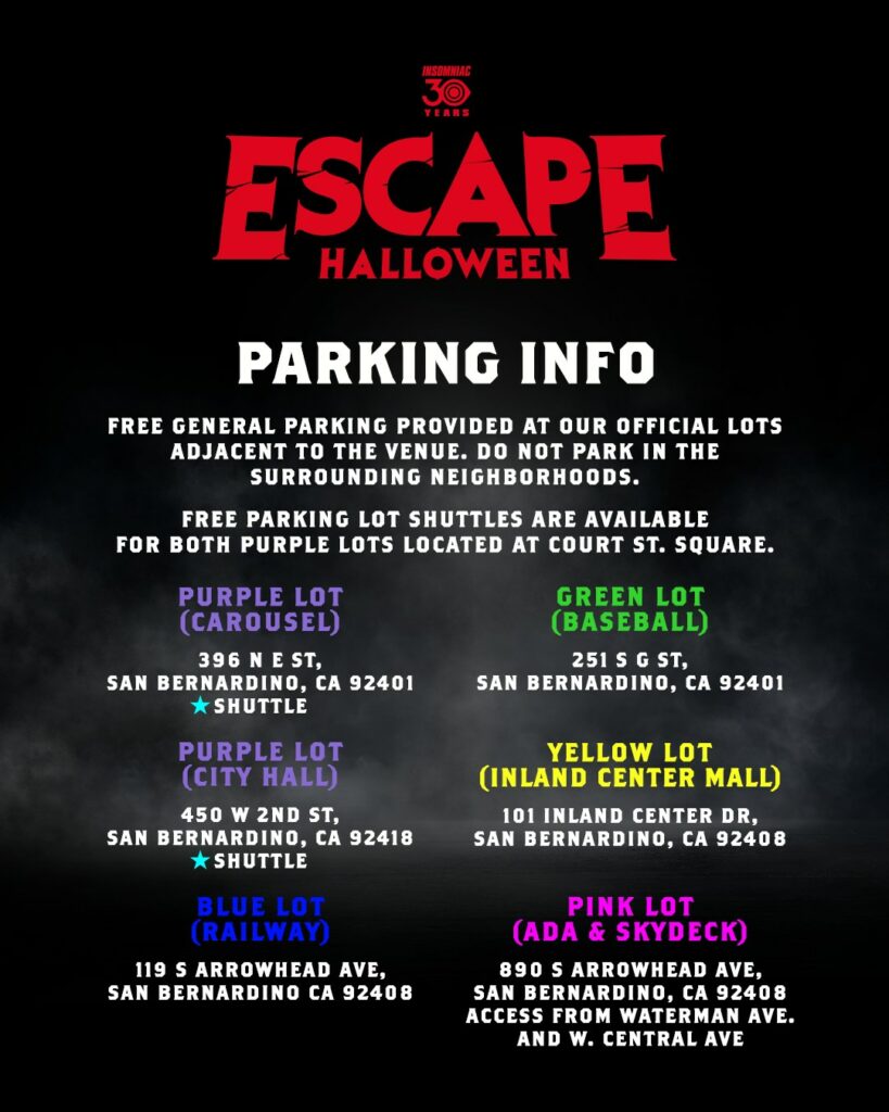 Escape Halloween 2023 Parking Info