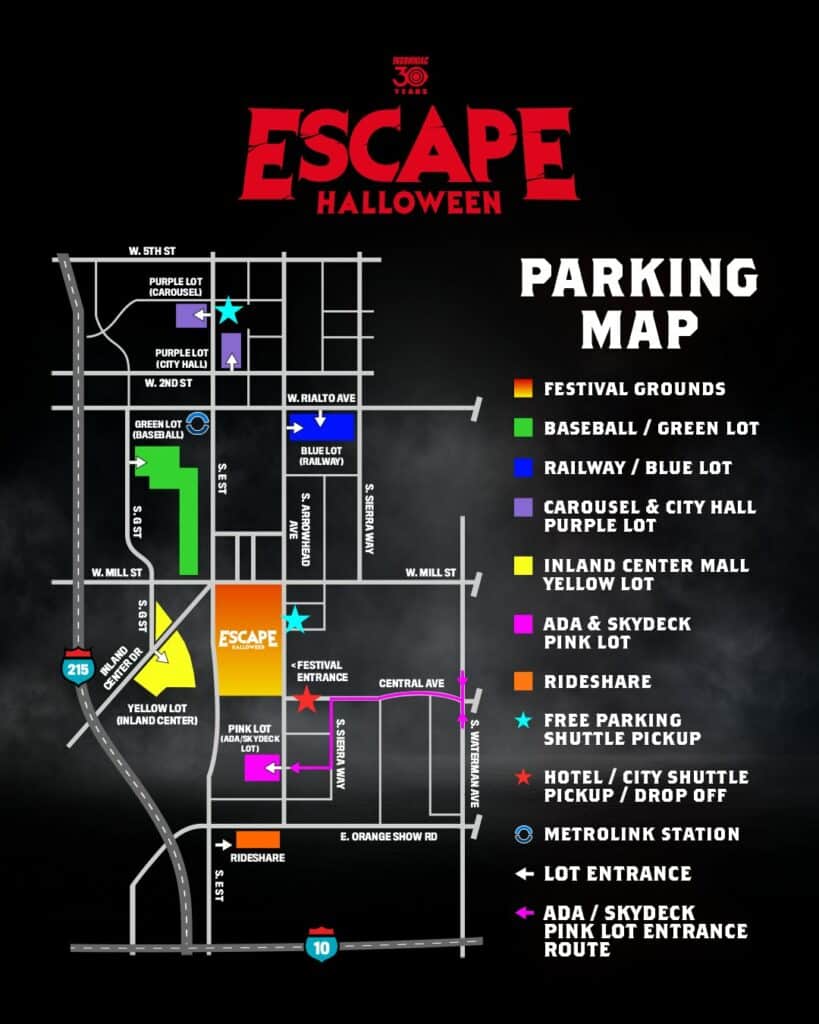 Escape Halloween 2023 Parking Map