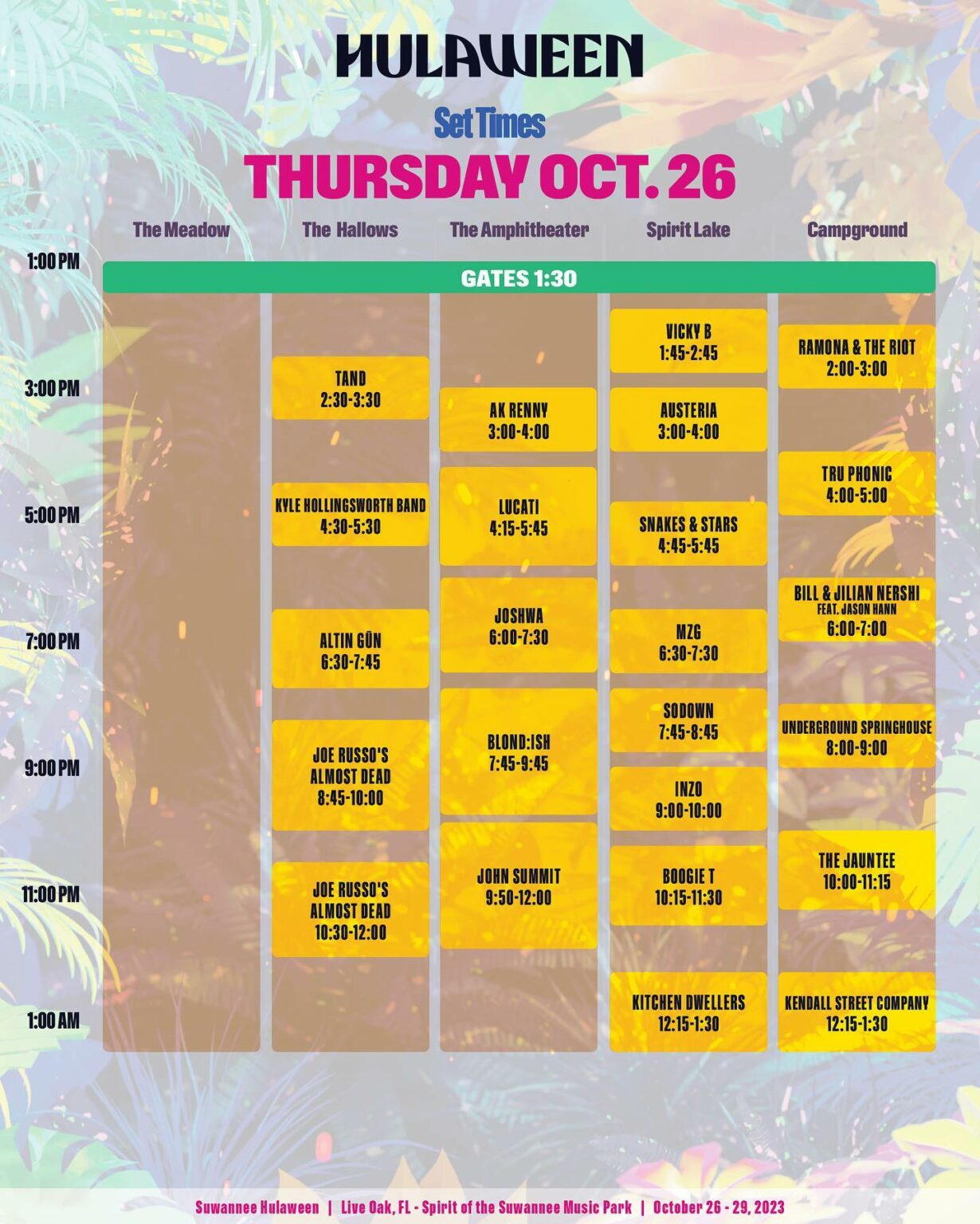 Suwannee Hulaween 2023 Set Times and Essential Info EDM Identity