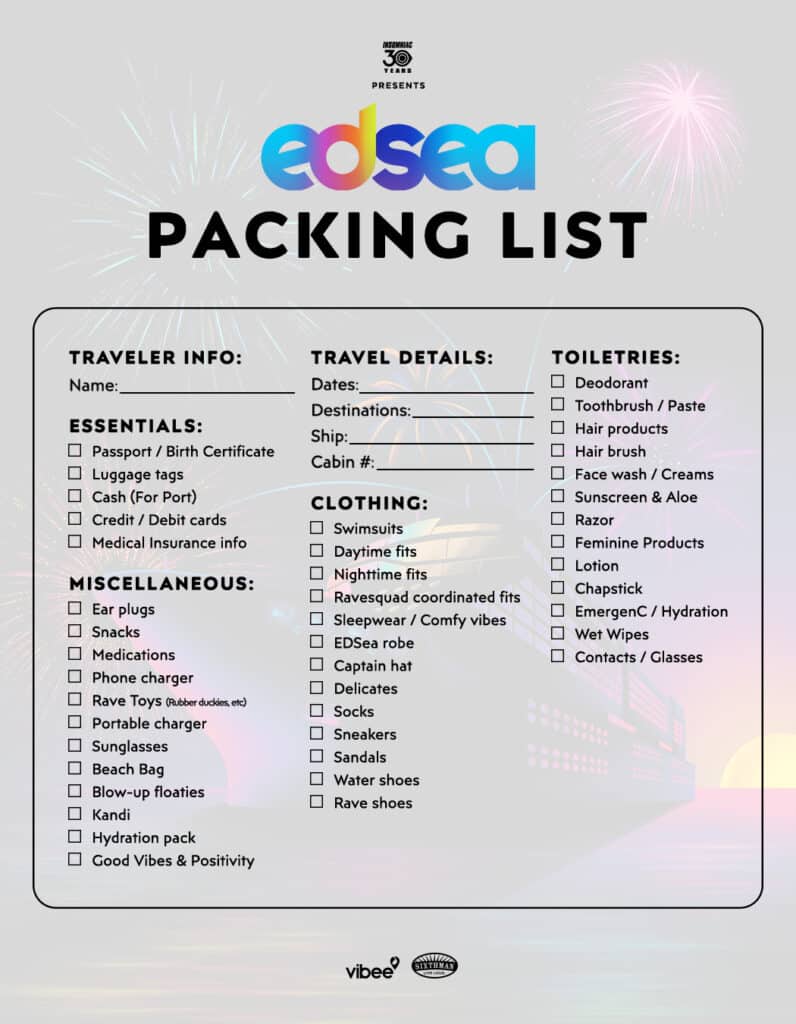 EDSea 2023 - Packing List