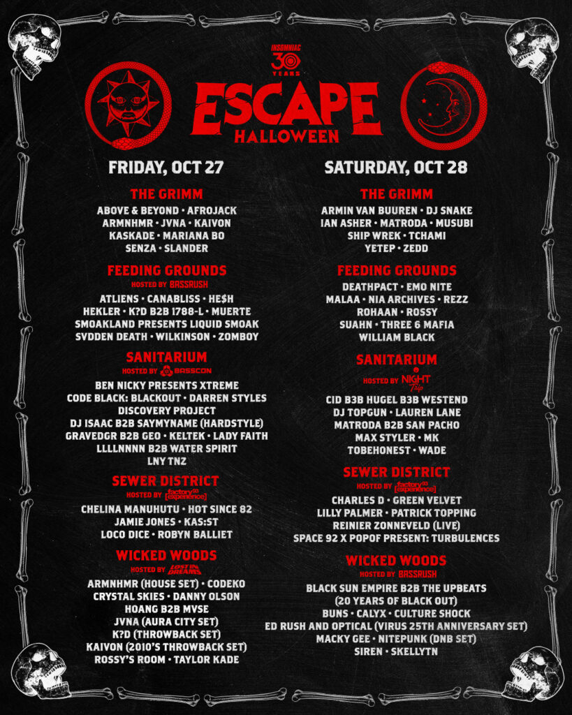 Escape Halloween 2023 Stage Lineups