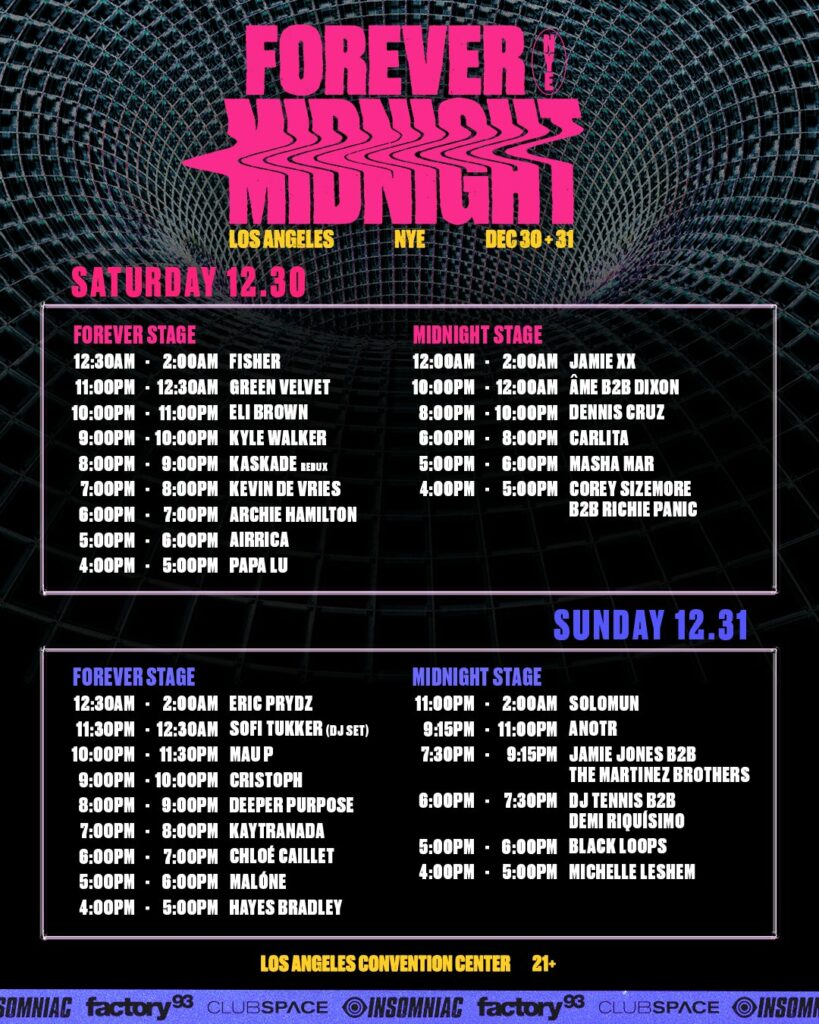 Forever Midnight Los Angeles 2023 - Set Times