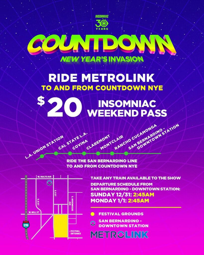 Countdown NYE 2023 Metrolink Info