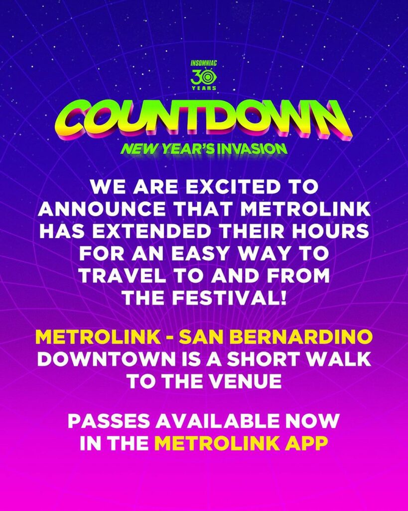 Countdown NYE 2023 Metrolink Info