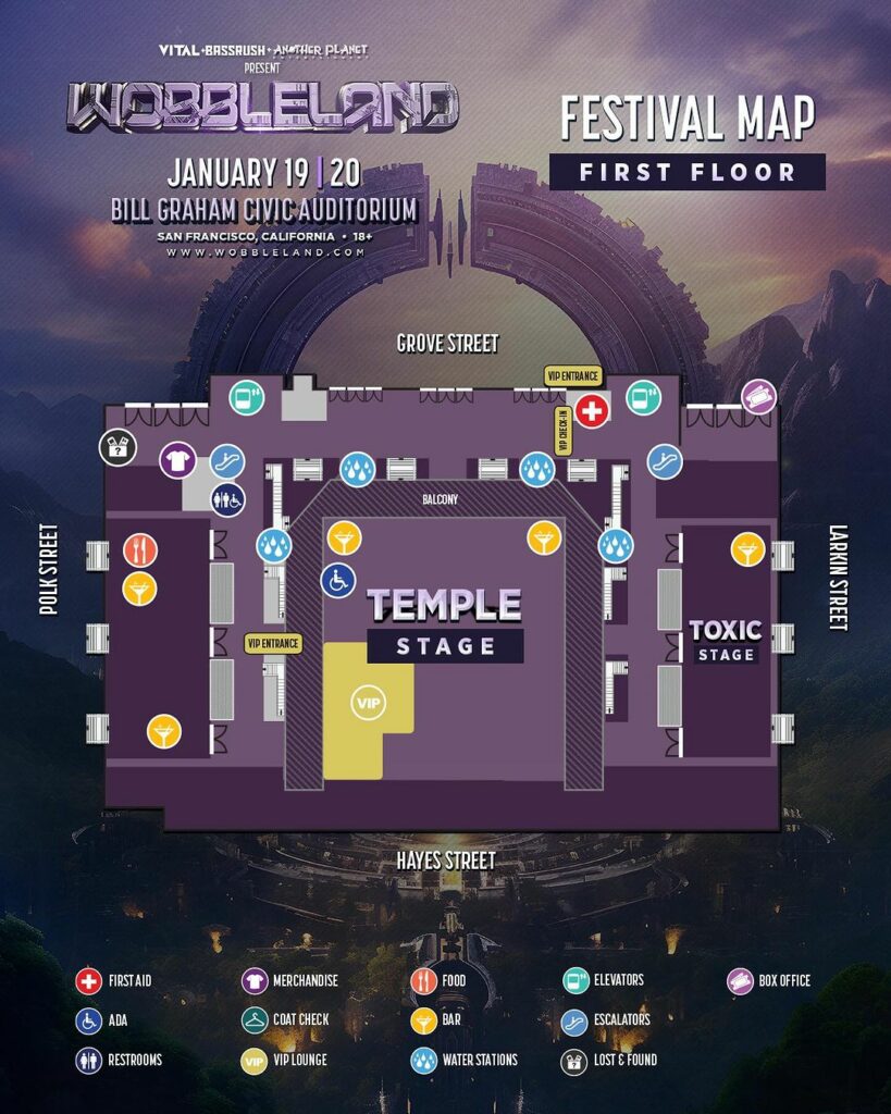 Wobbleland 2024 Festival Map - First Floor