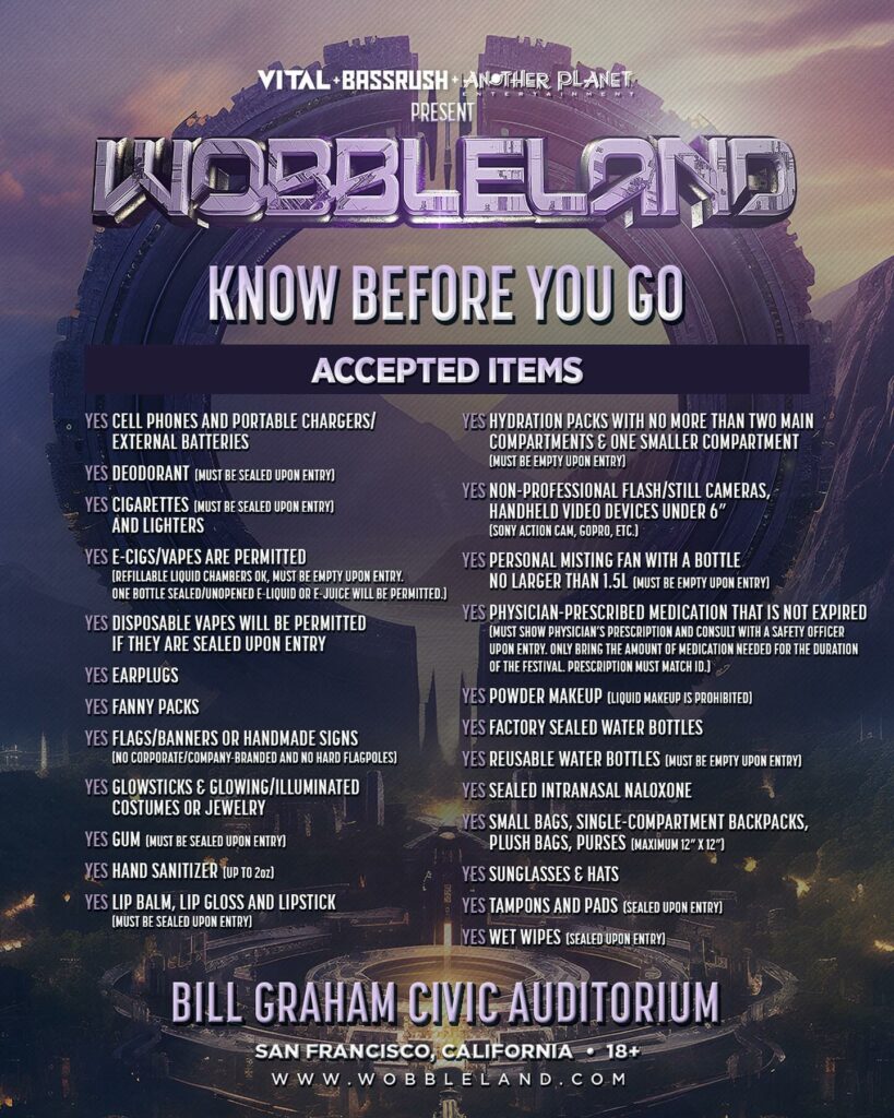 Wobbleland 2024 Approved Items