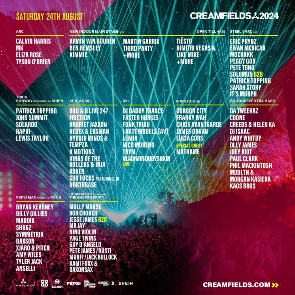 Creamfields 2024 Lineup - Saturday