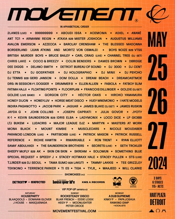 Movement Detroit Unveils Full Lineup for 2024 Edition EDM Identity