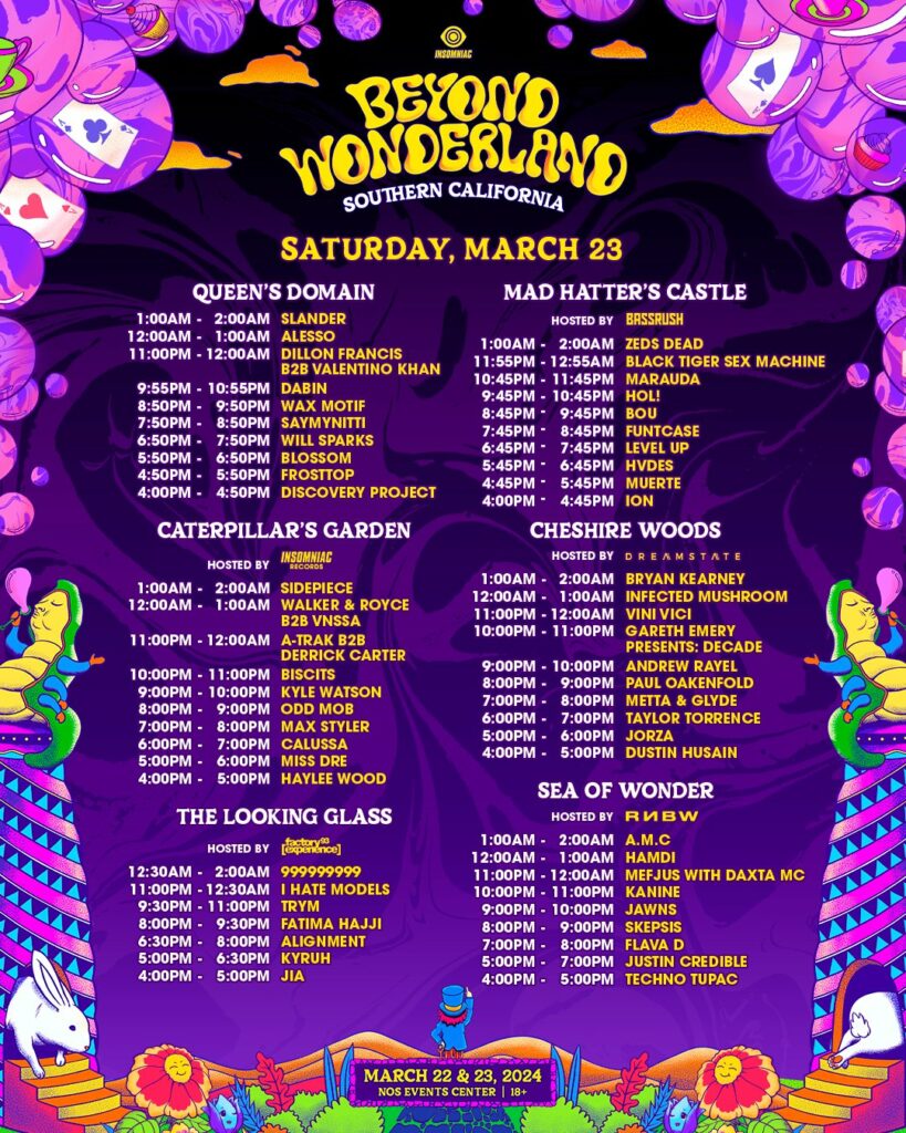 Beyond Wonderland SoCal 2024 Set Times - Saturday