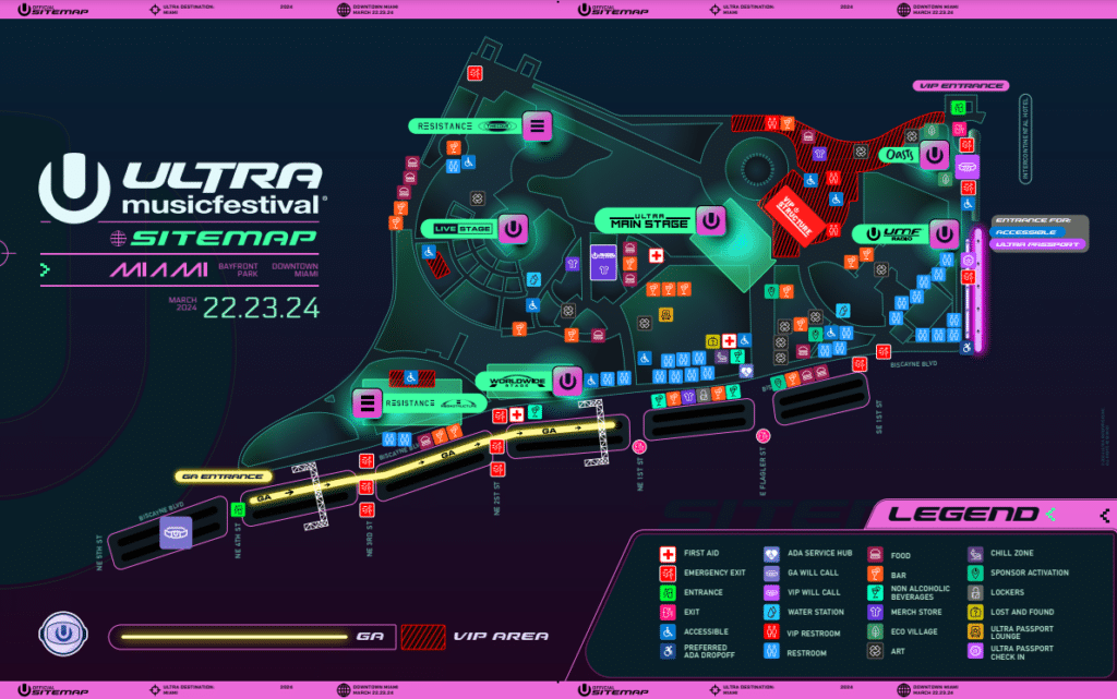 Ultra Music Festival 2024 - Festival Map