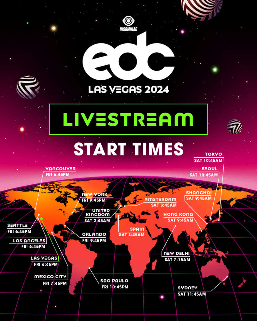 EDC Las Vegas 2024 Live Stream Start Times