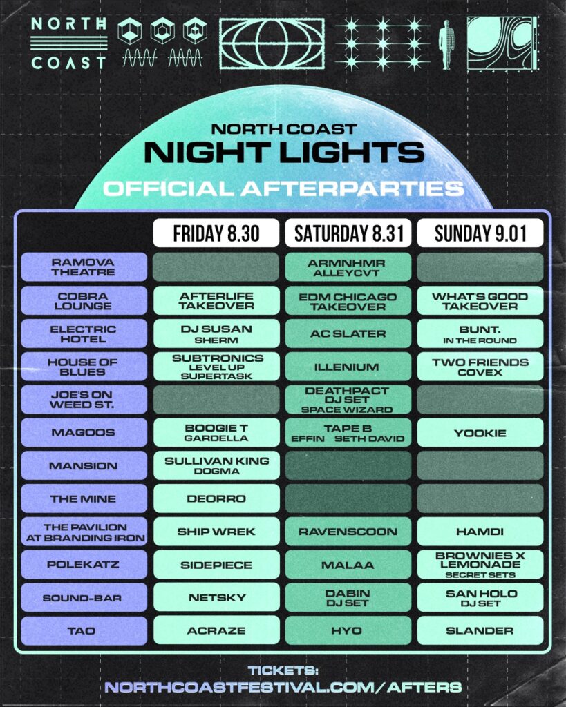 North Coast Music Festival 2024 - Night Lights Official Afterparties - Schedule