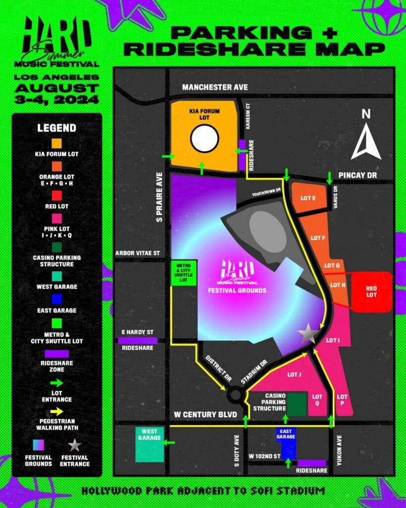 HARD Summer 2024 Parking Map & Rideshare Info