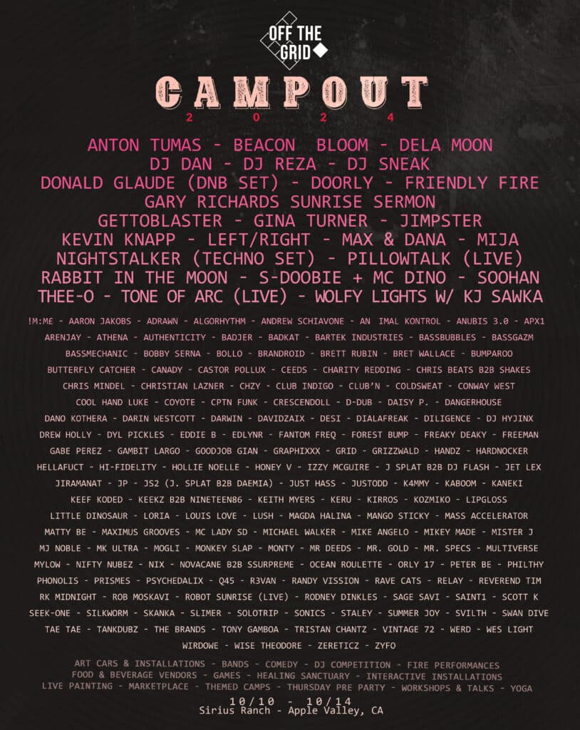 Off The Grid Campout 2024 - Lineup